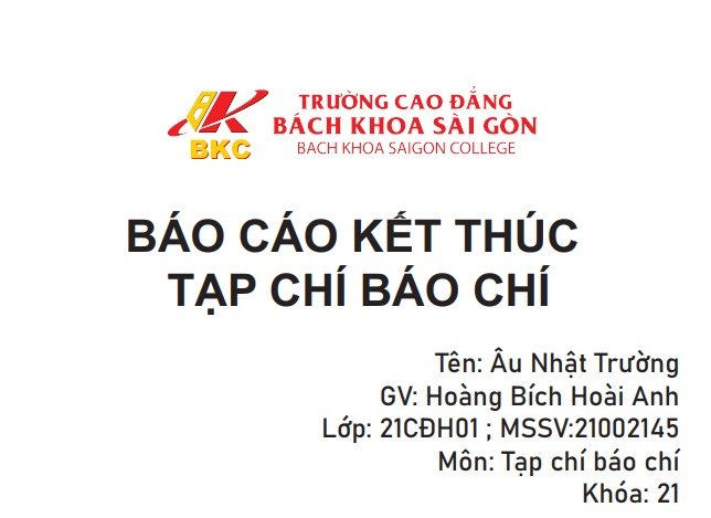 Báo cáo kết thúc môn: Tạp chí, báo chí