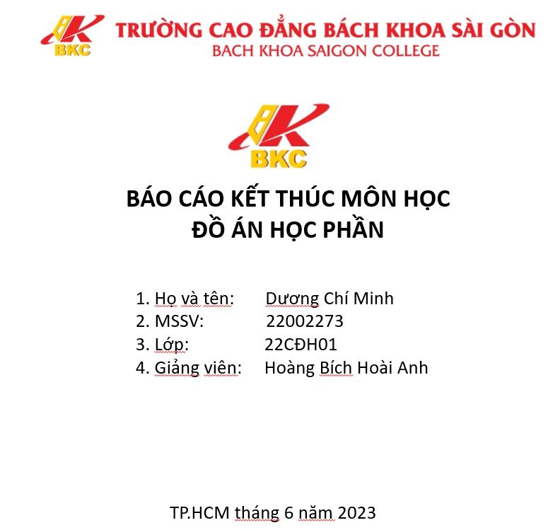 Báo cáo kết thúc môn học: Đồ án học phần